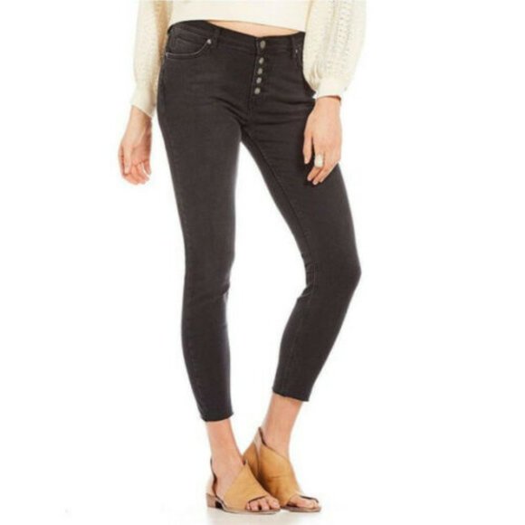 Free People Denim - Free People Reagan Button Front Raw Hem Jeans